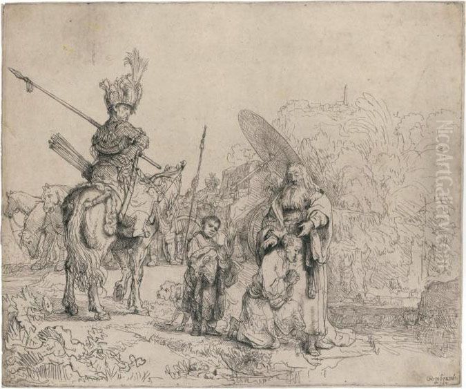 The Baptism Of The Eunuch Oil Painting by Harmenszoon van Rijn Rembrandt