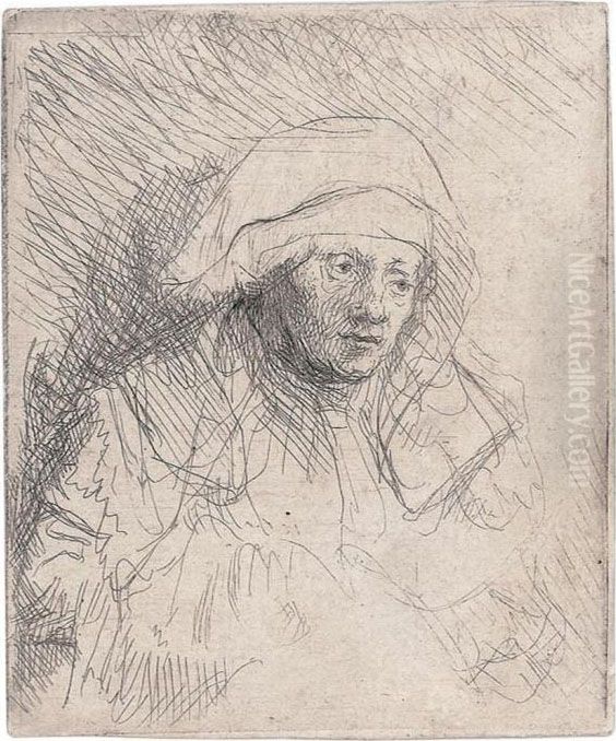 A Sick Woman With A Large White Headdress Oil Painting by Harmenszoon van Rijn Rembrandt