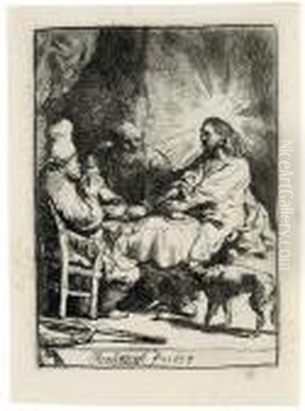 Christ At Emmaus Oil Painting by Harmenszoon van Rijn Rembrandt
