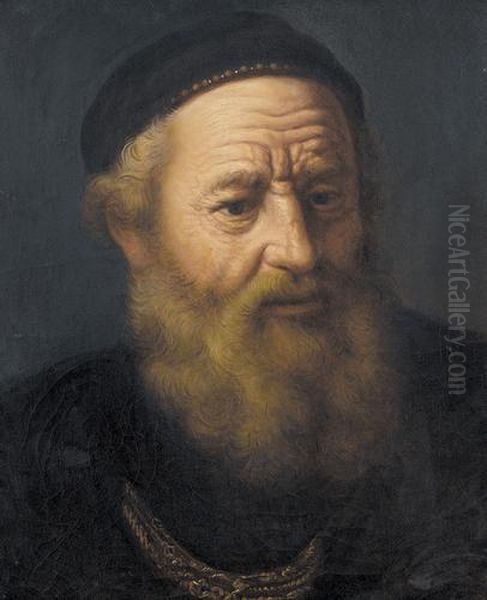 Bildnis Eines Bartigen Rabbiners. Oil Painting by Harmenszoon van Rijn Rembrandt