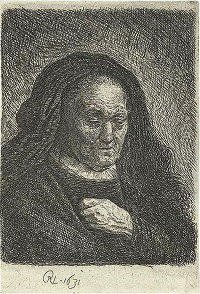 The Artist's Mother With Her Hand On Her Chest: Small Bust. Oil Painting by Harmenszoon van Rijn Rembrandt