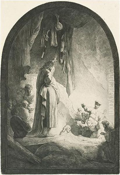 The Raising Of Lazarus: The Larger Plate. Oil Painting by Harmenszoon van Rijn Rembrandt