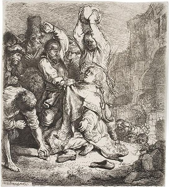 The Stoning Of St. Stephen. Oil Painting by Harmenszoon van Rijn Rembrandt