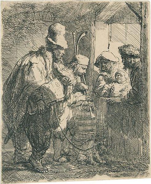 The Strolling Musicians. Oil Painting by Harmenszoon van Rijn Rembrandt