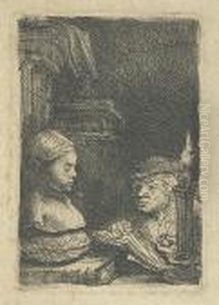 Man Drawing From A Cast. Oil Painting by Harmenszoon van Rijn Rembrandt