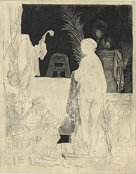 The Artist Drawing From A Model. Oil Painting by Harmenszoon van Rijn Rembrandt