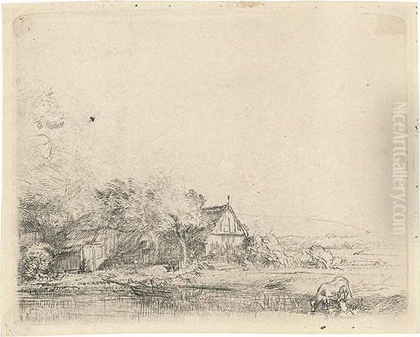 Landscape With A Cow. Oil Painting by Harmenszoon van Rijn Rembrandt