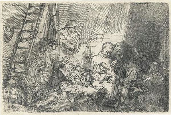 The Circumcision In The Stable. Oil Painting by Harmenszoon van Rijn Rembrandt