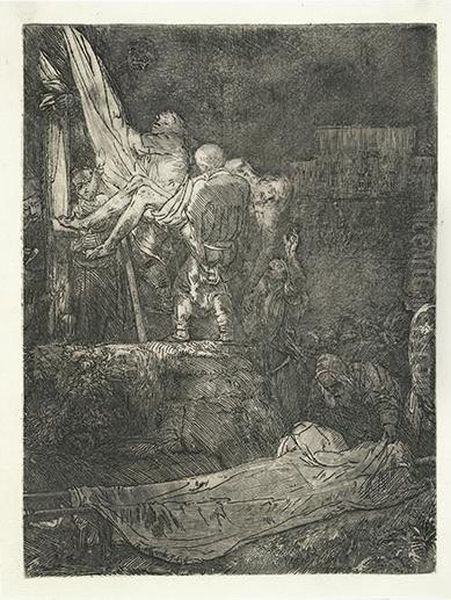 The Descent From The Cross By Torchlight. Oil Painting by Harmenszoon van Rijn Rembrandt