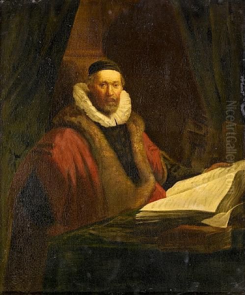 Portrait Of Jan Uytenbogaert Oil Painting by Harmenszoon van Rijn Rembrandt