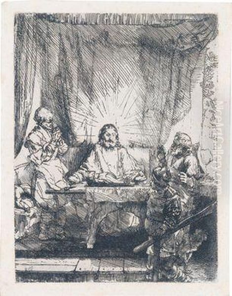 Christus In Emmaus Oil Painting by Harmenszoon van Rijn Rembrandt