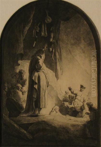 The Raising Of Lazarus: Larger Plate Oil Painting by Harmenszoon van Rijn Rembrandt