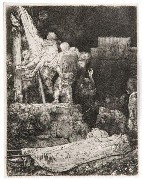 Descente De Croix, Effet De Nuit Oil Painting by Harmenszoon van Rijn Rembrandt