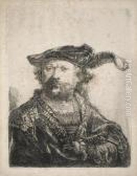 Selbstbildnis Mit Dem Federgeschmuckten Barett Oil Painting by Harmenszoon van Rijn Rembrandt