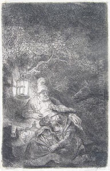 Die Ruhe Auf Der Flucht Nach Agypten Oil Painting by Harmenszoon van Rijn Rembrandt