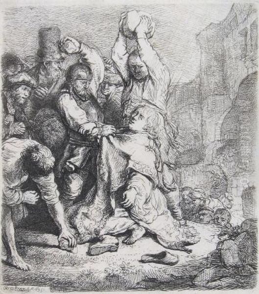 Radierung Auf Feinstrukturiertem Butten Oil Painting by Harmenszoon van Rijn Rembrandt