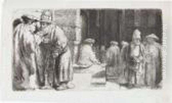 Die Juden In Der Synagoge Oil Painting by Harmenszoon van Rijn Rembrandt
