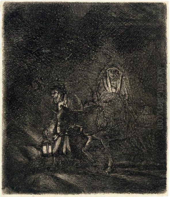 The Flight Into Egypt Oil Painting by Harmenszoon van Rijn Rembrandt