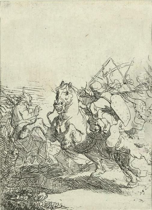 The Cavalry Fight Oil Painting by Harmenszoon van Rijn Rembrandt