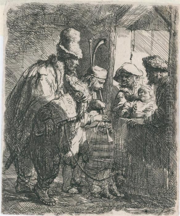 Strolling Musicians Oil Painting by Harmenszoon van Rijn Rembrandt