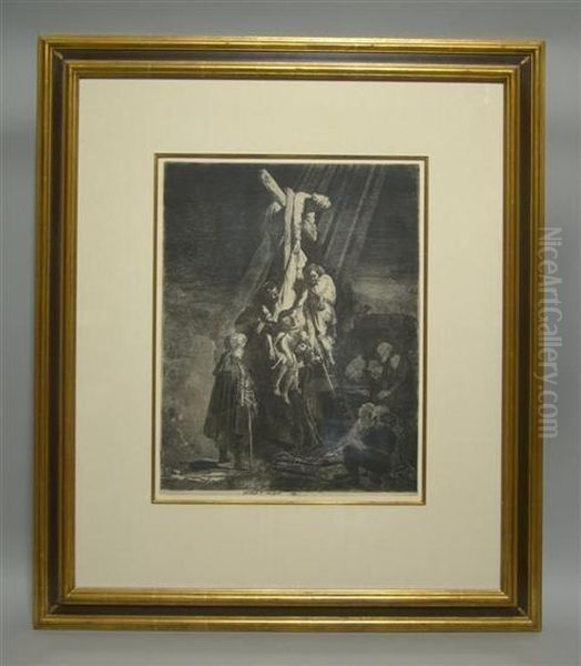 Descent From The Cross: Second Plate Oil Painting by Harmenszoon van Rijn Rembrandt