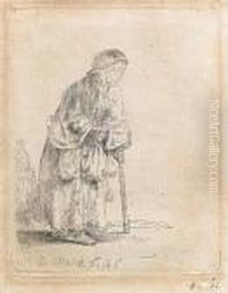 Beggar Woman Leaning On A Stick Oil Painting by Harmenszoon van Rijn Rembrandt