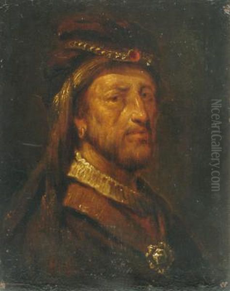 Study Of A Bearded Gentleman Wearing A Turban Oil Painting by Harmenszoon van Rijn Rembrandt
