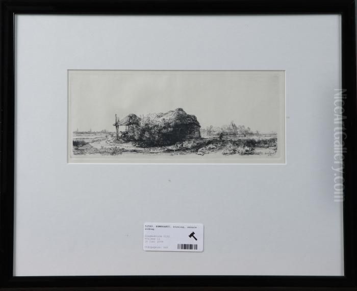 Landskapsmotiv Med Hus Oil Painting by Harmenszoon van Rijn Rembrandt