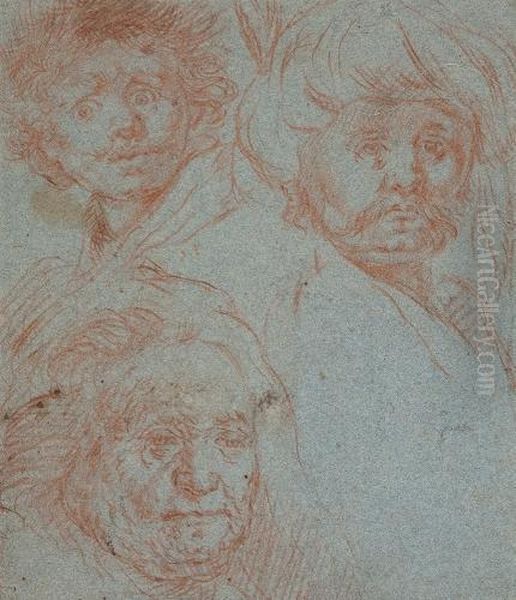 Kopfstudien Oil Painting by Harmenszoon van Rijn Rembrandt