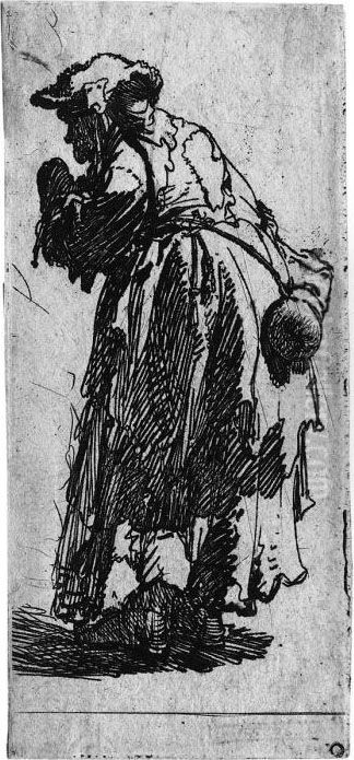 Die Alte Mit Der Kurbisflasche Oil Painting by Harmenszoon van Rijn Rembrandt