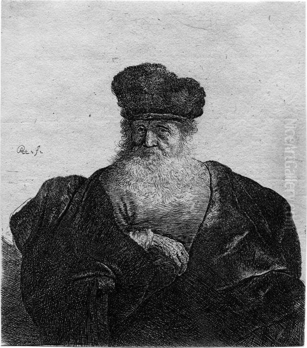 Greis Im Weiten Samtmantel Oil Painting by Harmenszoon van Rijn Rembrandt