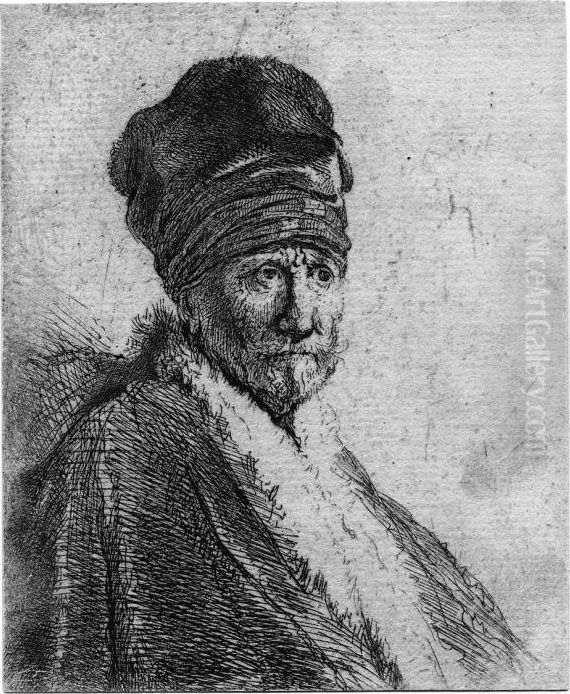 Mann Mit Schnurrbart Und Turbanartiger Mutze Oil Painting by Harmenszoon van Rijn Rembrandt