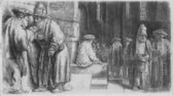 Die Synagoge. Oil Painting by Harmenszoon van Rijn Rembrandt