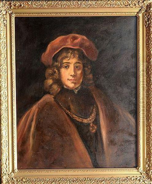 Retrato De Joven, Oleo Sobre Tela. Oil Painting by Harmenszoon van Rijn Rembrandt
