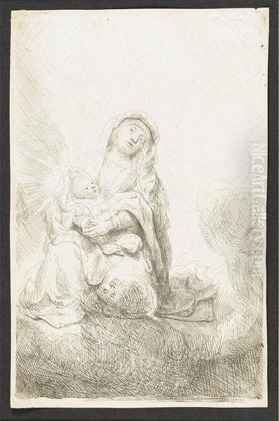 The Virgin And Child In The Clouds Oil Painting by Harmenszoon van Rijn Rembrandt