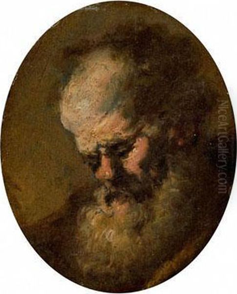 Kleines Ovalbildnis Eines Bartigen Mannes Oil Painting by Harmenszoon van Rijn Rembrandt