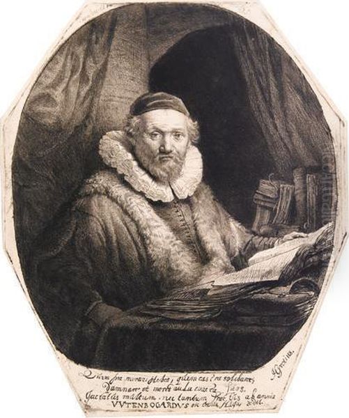 Jan Uytenbogaert, Preacher Of The Remonstrants. Oil Painting by Harmenszoon van Rijn Rembrandt
