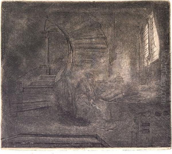 St. Jerome In A Dark Chamber. Oil Painting by Harmenszoon van Rijn Rembrandt