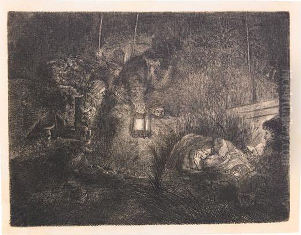 The Adoration Of The Shepherds: A Night Piece. Oil Painting by Harmenszoon van Rijn Rembrandt