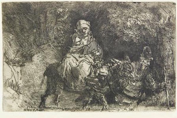 The Flight Into Egypt: Crossing A Brook. Oil Painting by Harmenszoon van Rijn Rembrandt