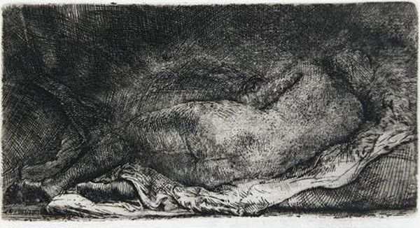 Negress Lying Down. Oil Painting by Harmenszoon van Rijn Rembrandt