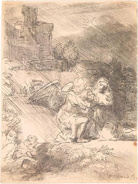 The Agony In The Garden. Oil Painting by Harmenszoon van Rijn Rembrandt