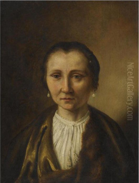 Portrait Of An Elderly Lady Head And Shoulders Oil Painting by Harmenszoon van Rijn Rembrandt