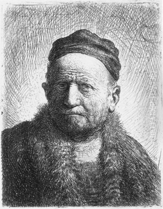 Man Wearing A Close Cap: Bust Oil Painting by Harmenszoon van Rijn Rembrandt