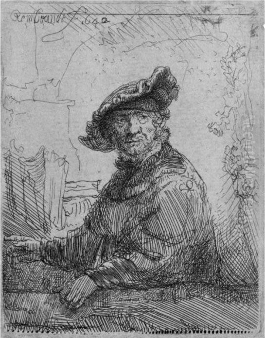 Man In An Arbor Oil Painting by Harmenszoon van Rijn Rembrandt