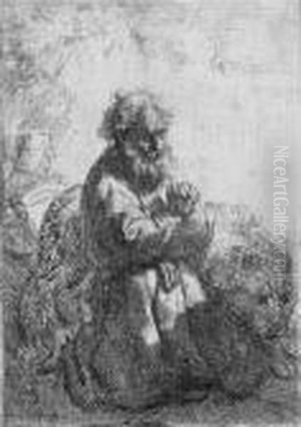 St. Jerome Kneeling In Prayer, Looking Down Oil Painting by Harmenszoon van Rijn Rembrandt