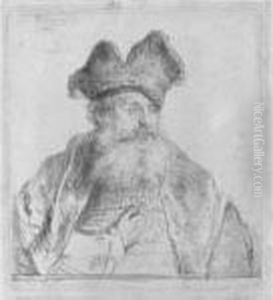 The Old Man With A Divided Fur Cap Oil Painting by Harmenszoon van Rijn Rembrandt