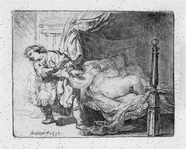 Joseph Und Potiphars Weib Oil Painting by Harmenszoon van Rijn Rembrandt