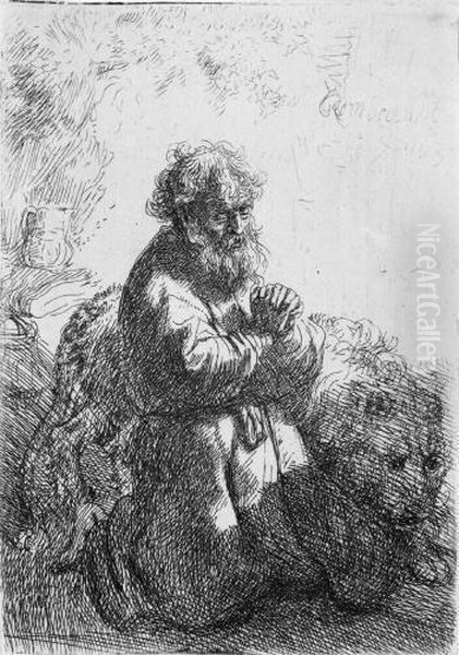 Der Heilige Hieronymus Im Gebet, Niederblickend Oil Painting by Harmenszoon van Rijn Rembrandt
