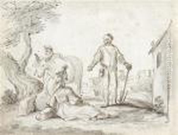 Paysans Discutant A L'oree Du Village Oil Painting by Harmenszoon van Rijn Rembrandt